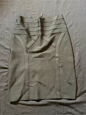 bebe Olive Green Structured Panel Pencil Skirt